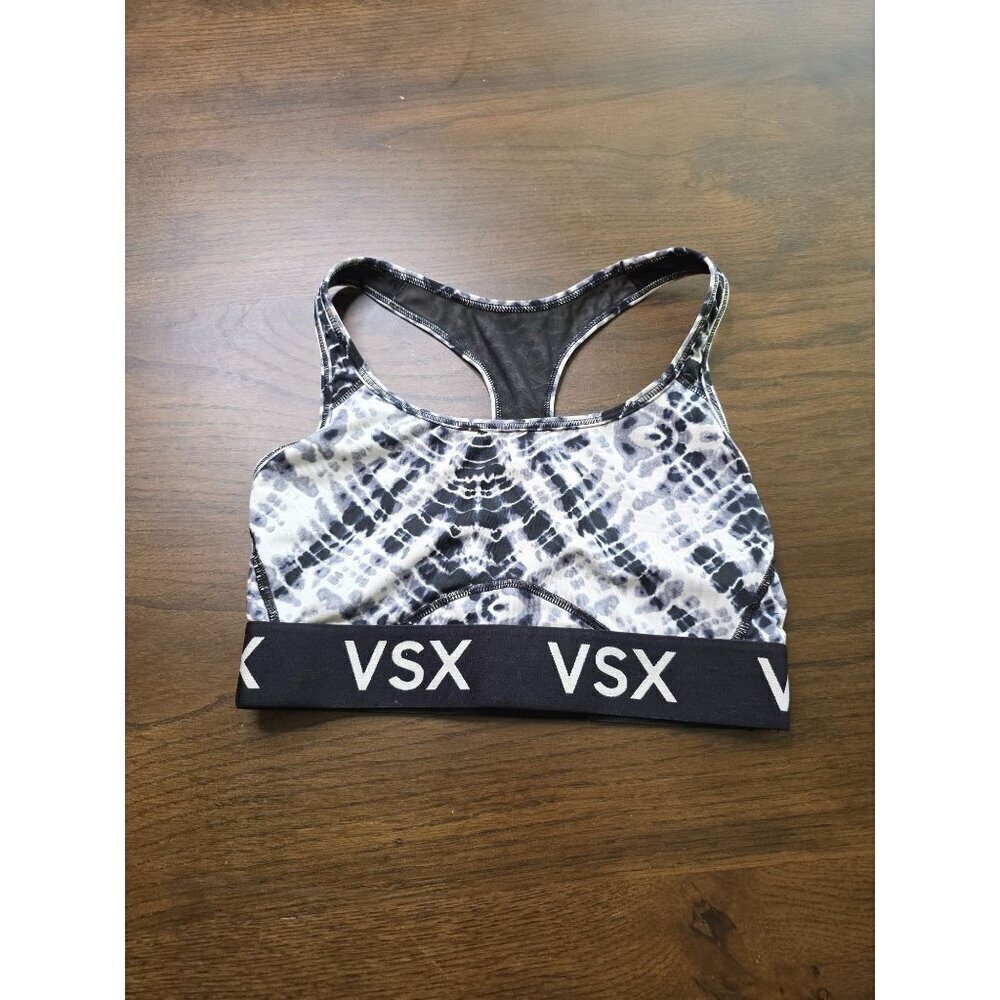 Womens SMALL (S) Victoria's Secret VSX GRAY/Black/White T Back Sports Bra Z4